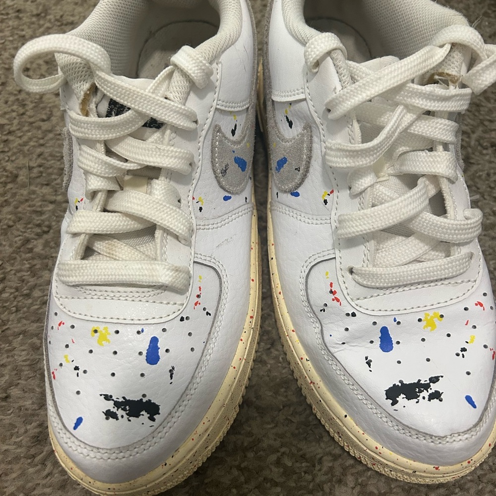 Kids White Splatter Paint Sneakers